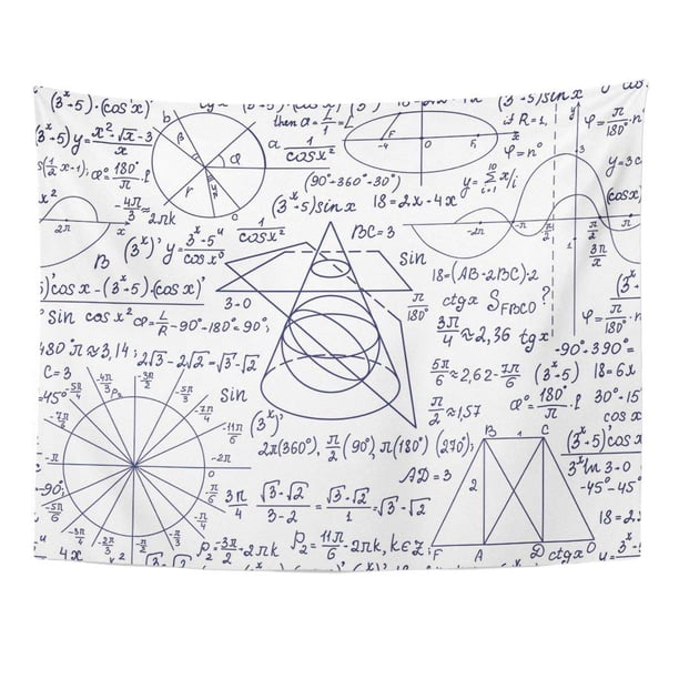 Refred Math Scientific Mathematical Algebra Formulas Equations And Geometry Figures On White Mathematics Wall Art Hanging Tapestry Home Decor For Living Room Bedroom Dorm 51x60 Inch Walmart Com Walmart Com