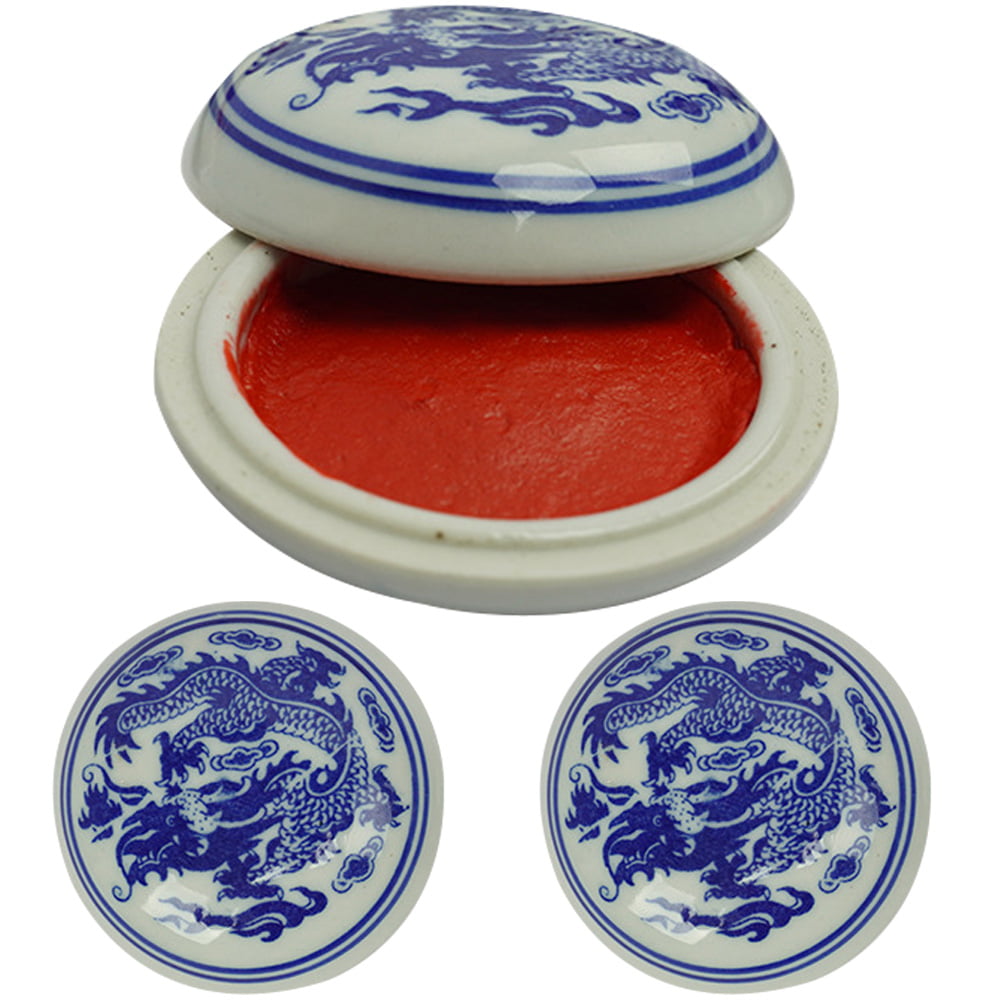 Red Stamp Ink Pad Round Chinese Yinni Pad Red Ink-Paste Quick-Drying Red  Stamp Pad
