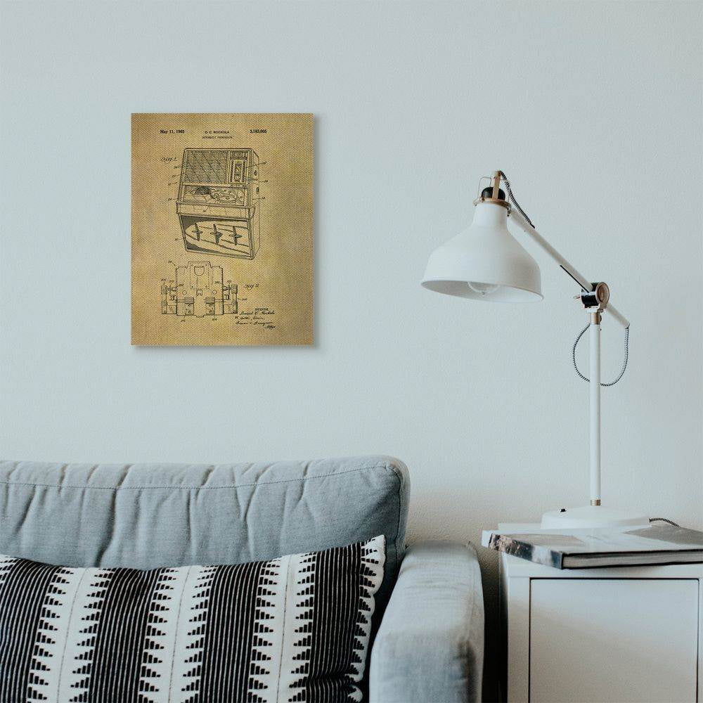 Stupell Industries Patent Vintage Jukebox Brown Texture Design Canvas Wall Art by Daniel Sproul