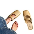 thumbnail image 4 of Xfvqtps Clogs for Women Mules Slide Closed Toe Clog Buckle Decor Leather Elegant Comfortable Mule Khaki, 4 of 6