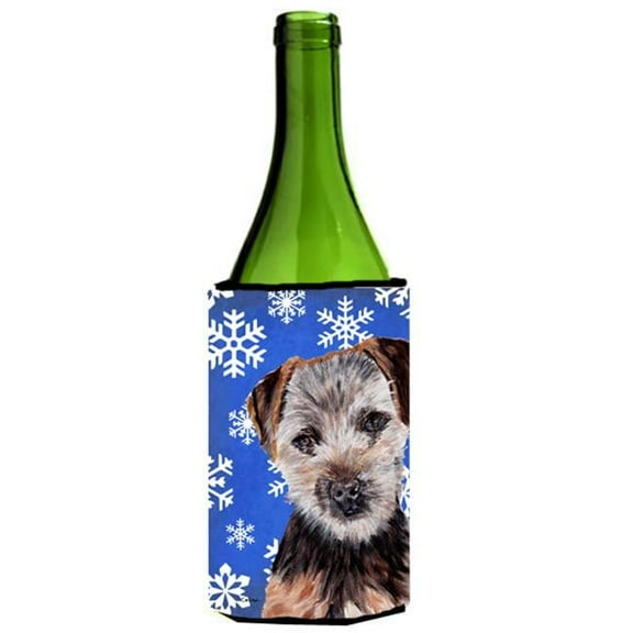 Norfolk Terrier Puppy Winter Snowflakes Wine bottle sleeve Hugger  24 Oz.