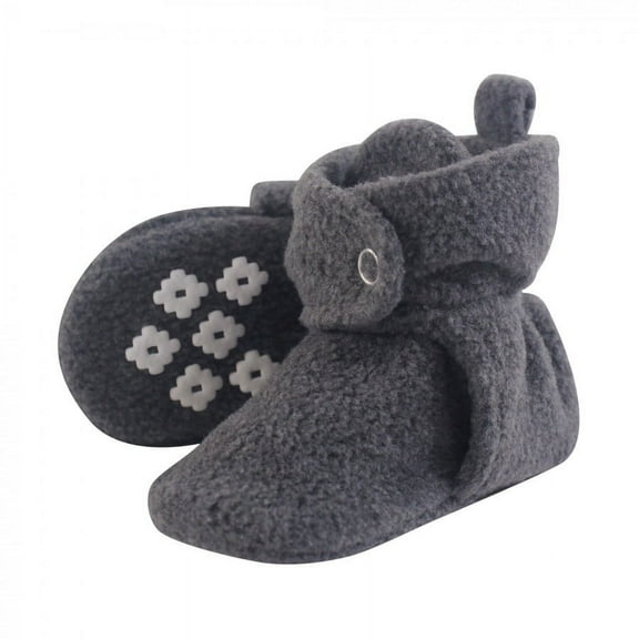 Little Treasure Baby and Toddler Cozy Fleece Booties, Heather Charcoal, 0-6 Months