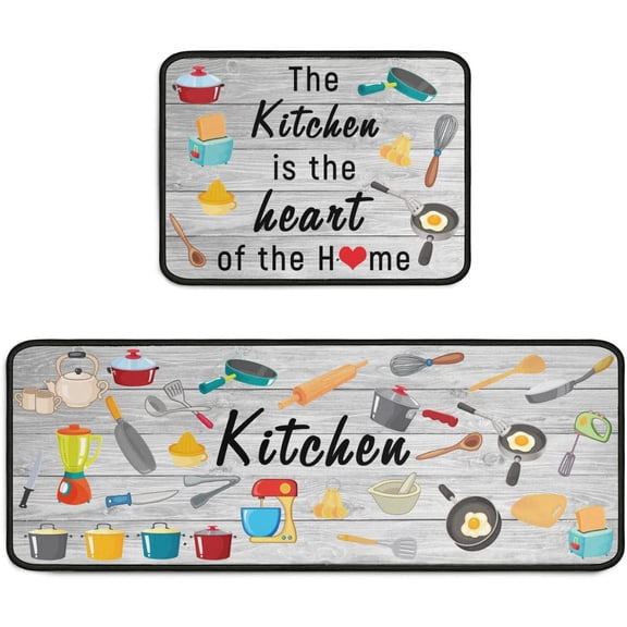 Kitchen Rugs and Mats Non Skid Washable-Black Themed Kitchen Mat and Rug Set,Floor Cushion Waterproof Rug,Rubber Backed Area Rugs for Kitchen Sink,Laundry Room,Indoor,Holiday Boho Kitchen Rugs