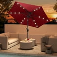 thumbnail image 1 of Costway 7.5 ft Solar Powered Patio Umbrella with LED Lights Push Button Tilt Crank Handle Red, 1 of 10