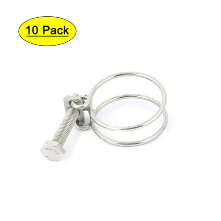 

10 Pcs 45mm Diameter Double Wire Grip Cable Tight Pump Hose Pipe Clip Bolt Clamp