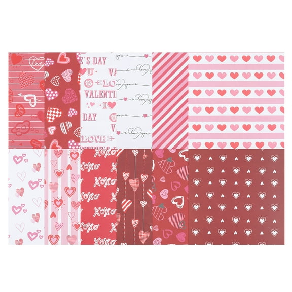 Uxcell 12x12Inch Scrapbook Paper, 24 Sheet Double-Sided Heart Style Craft Paper, Red