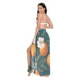 thumbnail image 3 of FORMRS Womens Long Sarong Beach Wrap Semi-Sheer Bikini Skirt Bathing Swimsuit Cover Up, Retro Floral Orange, 3 of 7