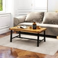 thumbnail image 4 of LINJH Acacia Wood Coffee Table Indoor Outdoor Rectangle Center Table w/ Thickened Top, 4 of 9