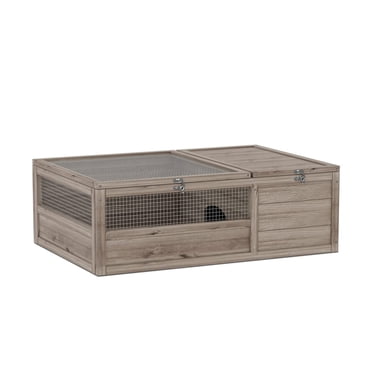 PawHut Wooden Tortoise Habitat, Tortoise Enclosure Reptile Cage w/ Tray ...