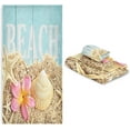 thumbnail image 7 of 3-Piece Towel Set,Tropical Summer Beach Bath Towel Sets, 1 Bath Towel, 1 Hand Towel, 1 Washcloth, Seashell Starfish Hawaii Flower Sand On Blue Absorbent Soft Towels Quick Drying for Bathroom, 7 of 7