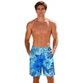 thumbnail image 6 of Momasggi Mens Swim Trunks with Liner 7 inch Bathing Suits Drawstring Elastic Waist 2 in 1 Beach Shorts Tropical Print Swim Shorts with Pockets Blue S, 6 of 9