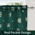 thumbnail image 6 of Snowflake Foil Print Tier Curtains - 36 Inch Length, Rod Pocket Green Christmas Curtains for Kitchen, 26" W x 36" L, 2 Panels, 6 of 7