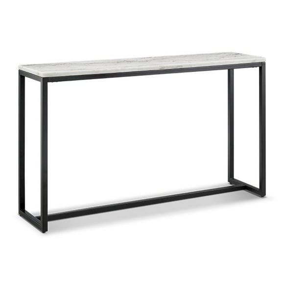 Magnussen Home Torin White Marble And Matte Black Rectangular Sofa Table