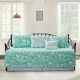 thumbnail image 2 of Home Soft Things 6-Piece Reversible Quilted Daybed Set w/ Bedskirt, Shams & Pillow - Birdsong Teal, 75"x39", 2 of 6
