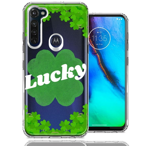 MUNDAZE for Motorola Moto G Stylus Lucky St Patrick's Day Shamrock Green Clovers Double Layer Phone Case Cover
