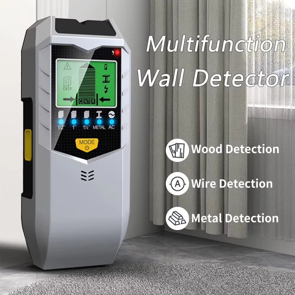 5-in-1 Electronic Wall Scanner | Multifunctional Stud/Metal/AC Wire Detector with LCD Screen, Center Finding & Deep Scanning (Battery Not Included)