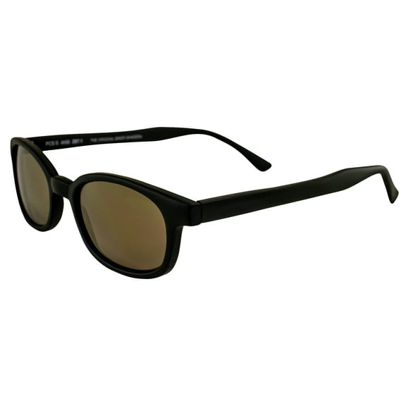 Pacific Coast Sunglasses X-KDs Biker Sunglasses Black Matte Frame Gold Mirror Lenses