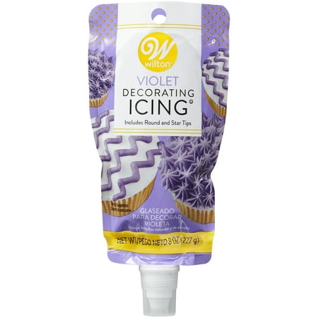 Wilton Purple Icing Pouch with Tips, 8 oz. (Best Icing For Gingerbread Men)
