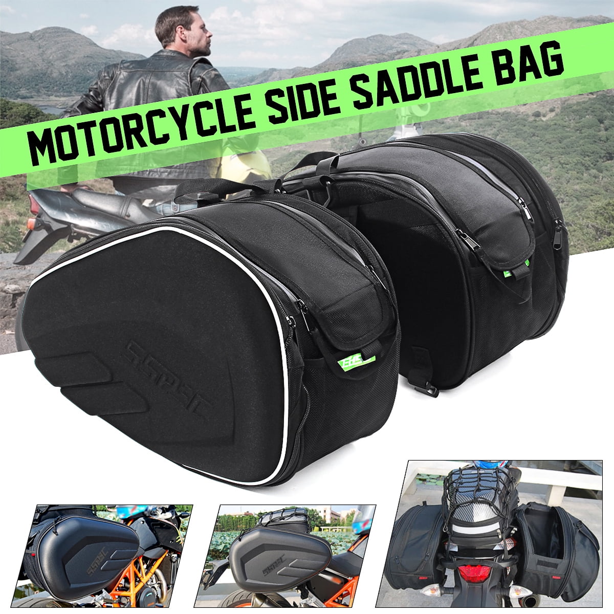58L 1 Pairs Motorcycle Saddlebags Helmet Shoes Clothes Gloves Storage Bag 36L 
