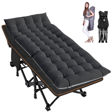 MOPHOTO XL 75 Portable Folding Bed for Adults Rollaway Guest Bed Sleeping Cot with Pearl Mattress Heavy Duty Outdoor Camping Cot