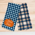 thumbnail image 3 of Serafina Home Grainhouse Oversized Hello Fall Blue And Orange Plaid And Gingham Kitchen Towels, Set Of 2 16" x 26", 3 of 4