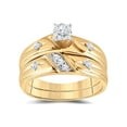 thumbnail image 2 of FB Jewels 14kt Yellow Gold His Hers Round Diamond Cross Matching Wedding Set 1/5 Cttw Size 5, 2 of 4