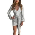 thumbnail image 2 of FcBaudy Robe à Manches Longues Col en V, Robes d'Été pour Femmes, Robes pour Femmes Robe à Paillettes Col en V pour Femmes, 2 of 6