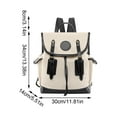 thumbnail image 3 of Women's Two Tone Oxford Backpack Large Capacity Casual Daypack With Faux Leather Trim Flap Drawstring Closure Multi Pocket Travel Bag Contrasting Color Lightweight Travel Backpack For School Work, 3 of 3
