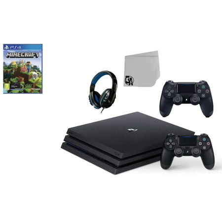Sony PlayStation 4 Pro 1TB Gaming Console Black 2 Controller Included with Minecraft BOLT AXTION Bundle Used
