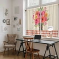 thumbnail image 5 of Spring Flowers Tier Curtains 54 Inch Length, Vintage Pastoral Floral Leaves Farm Checkered Cafe Short Curtains for Bathroom Sink, Small Kitchen Curtain Light Filtering Drapes 2 Panels 27.5"Wx54"L, 5 of 8