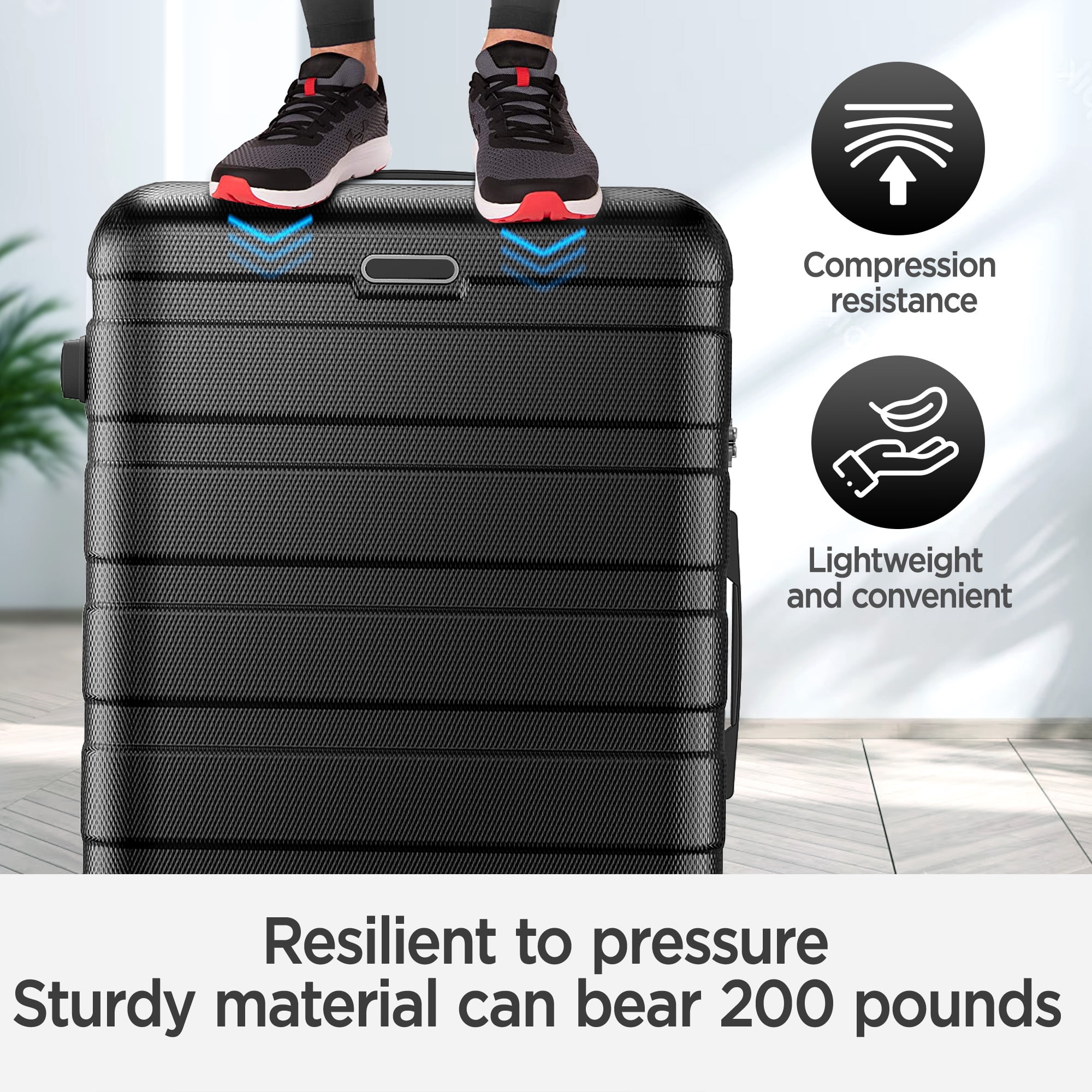 11Pcs Hardshell Luggage Set, Lightweight Suitcases w/ Spinner Wheels, Carry on Luggage, Black