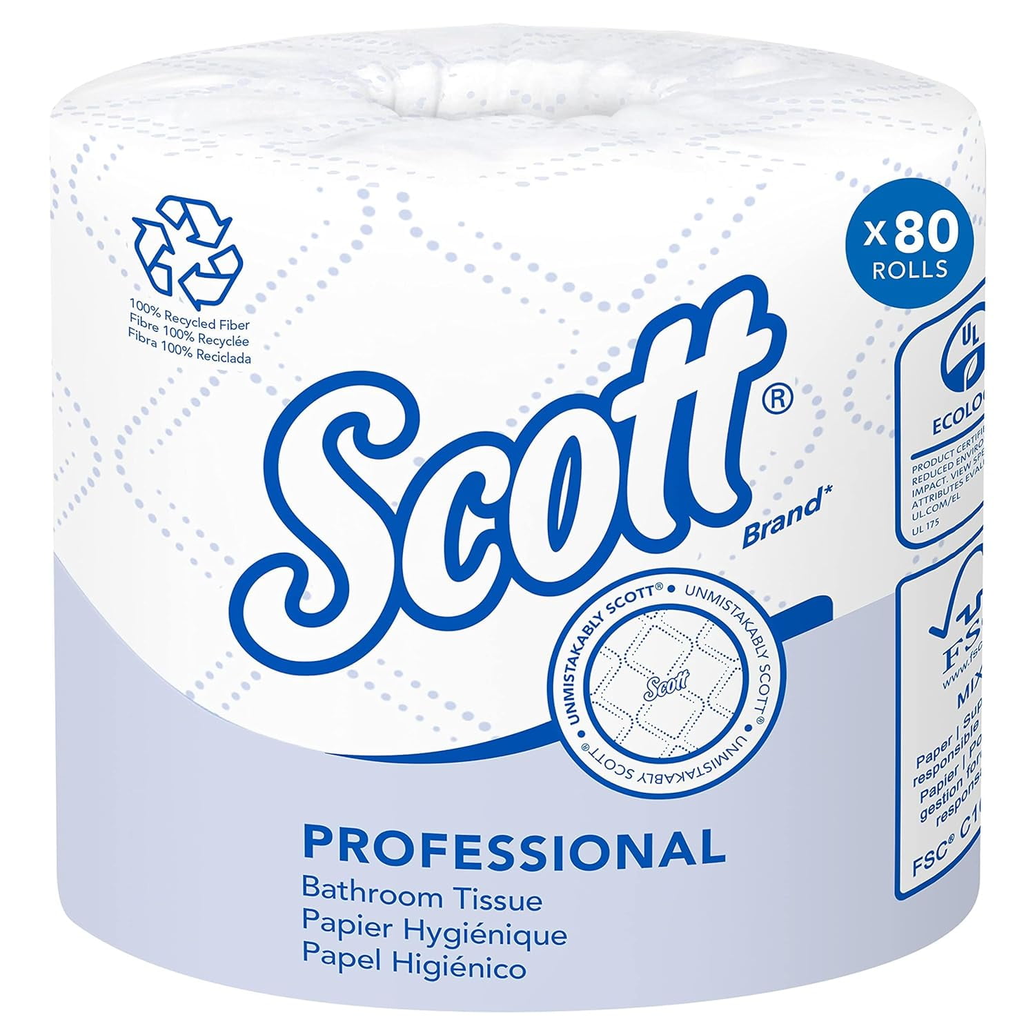 Scott Kimberly-Clark Professional 13217 100% Recycled Fiber Roll Bathroom Tissue- 550 Sheets/Roll | 80/Carton
