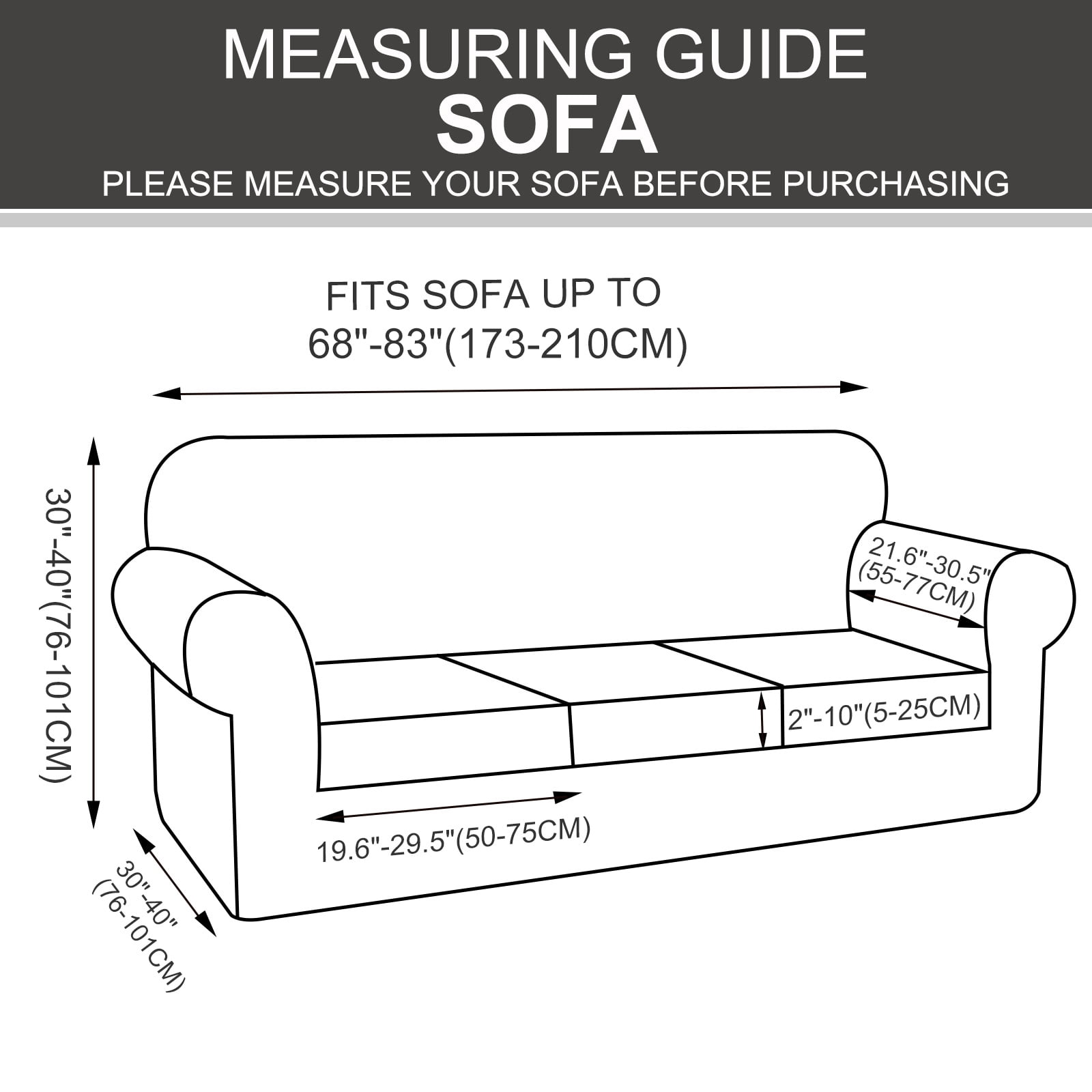 Luxshare Home Stretch Couch Cover for 3 Cushion Furniture Protector Sofa Covers Washable Pet Non Slip cover with Elastic Bottom(Sofa/Brown)