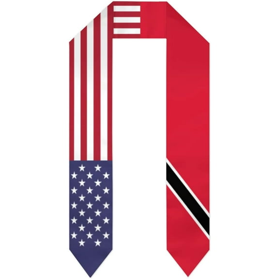 Trinidad and Tobago Mix USA United States Flag Graduation Stole For International Student Stole Pride Cheers Shawls