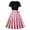 Pink6, variant on SHTXOZHI Women Short Sleeve Vintage Party Formal Dress A-Line Ruffle Crewneck Print Dress