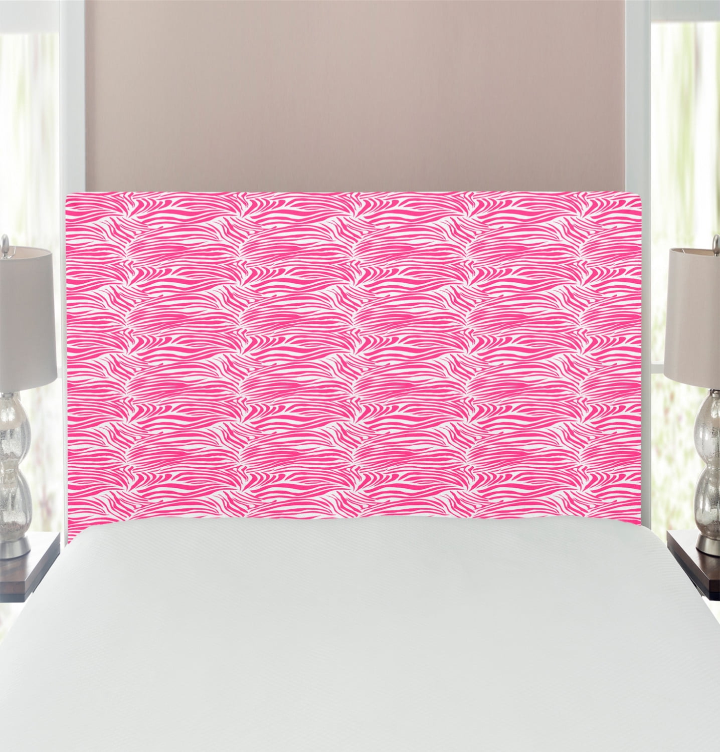 Zebra Print Headboard, Striped Zebra Animal Skin Pattern in Vivid Color