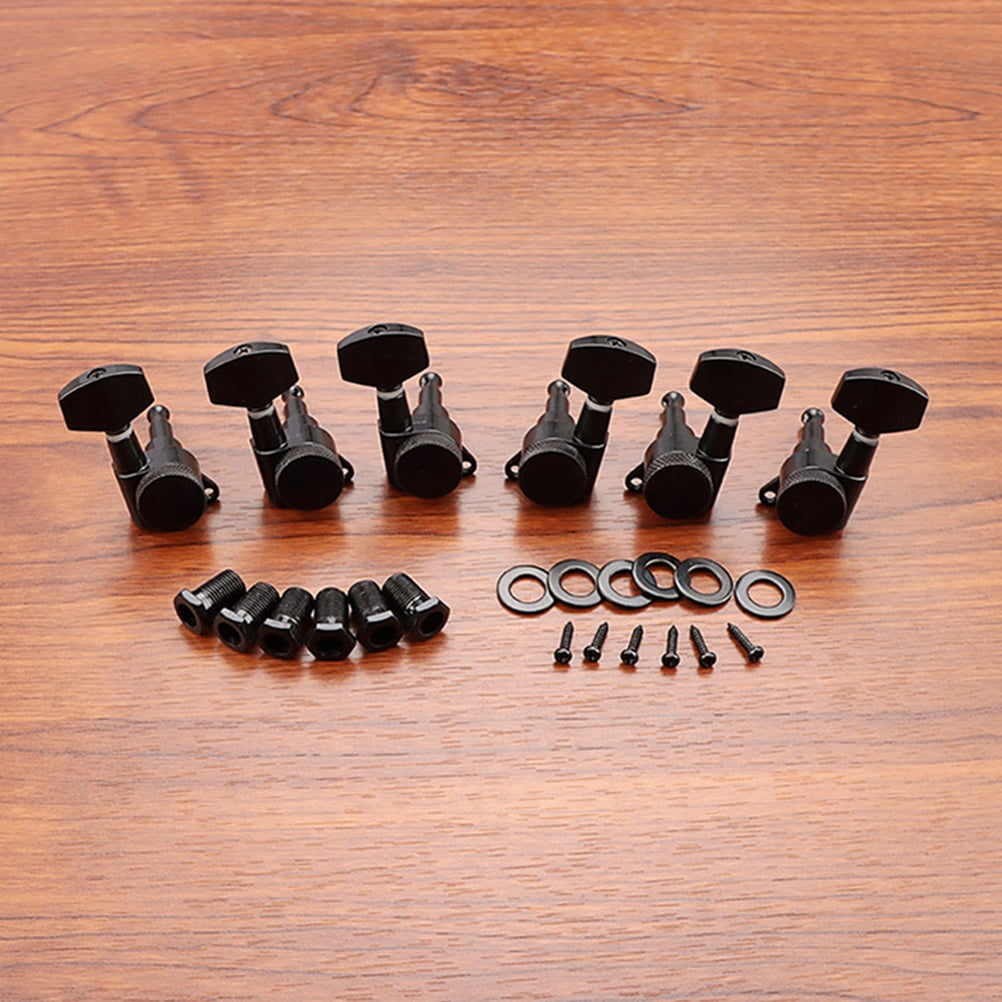 Pretyzoom 1Set Black Guitar Tuning Pegs Machine Heads Durable Metal Acoustic Locking Tuners