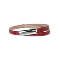 thumbnail image 1 of 3/4 Inch (19mm) Rectangular Stitching Feather Edged Skinny Faux Patent Leather Dress Belt, 1 of 2