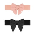 thumbnail image 1 of Cinturón elástico ancho de 2 piezas para mujer Elerevyo con decoración de lazo, cinturones versátiles de moda 27.6x2.3" Negro+Rosa, 1 of 5