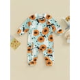 thumbnail image 2 of Wassery Infant Baby Girls Halloween Clothes Ghost  Flower Print Long Sleeve Zipper Jumpsuit  Newborns Baby Girls Fall Casual Outfit Sets 0-18 Months, 2 of 9