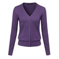thumbnail image 1 of FashionOutfit Women's Basic Solid V-Neck Button Closure Long Sleeves Sweater Cardigan, 1 of 6