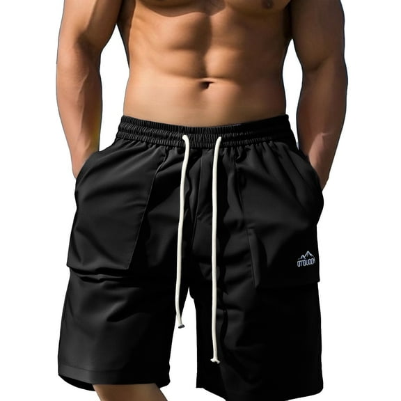 Men's Casual Shorts Mens Button Shorts Quick Y Men Volleyball Men Athletic Big And Tall Outfit for Party Workout Basketball for Tennis Athletic Black 2XL