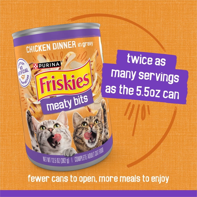 Purina Friskies Meaty Bits Chicken Dinner in Gravy Wet Cat Food, 13.5 oz Can