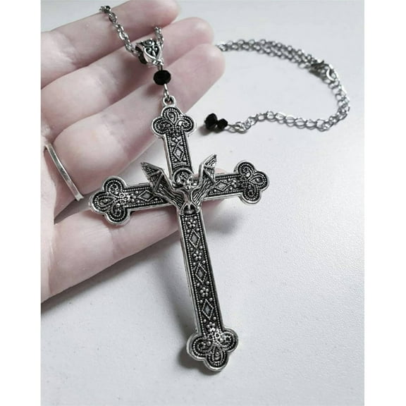 AOOOWER for Cross Bat Necklace Gothic Necklace Fashion Jewelry for Women Men
