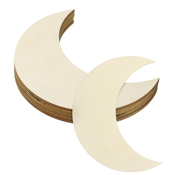 Uxcell 6.3"x2.4" Wooden Moon, 10 Pack Unfinished Wood Moon Blank Wooden Cutouts Ornaments Natural Wood Pieces
