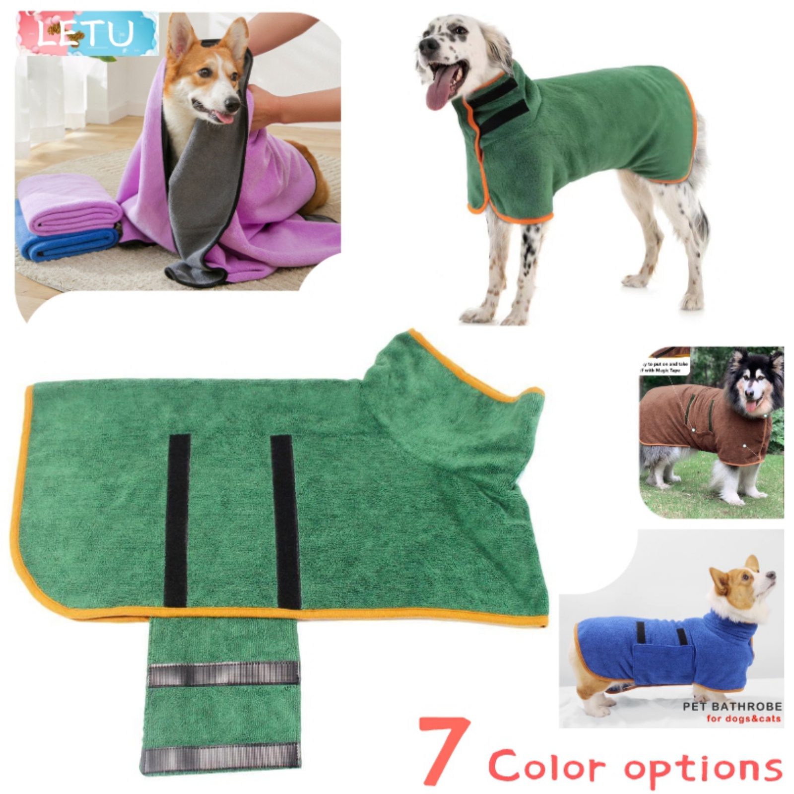 Crowdstage Dog Drying Coat, Super Absorbent Dog Bathrobe Microfibre