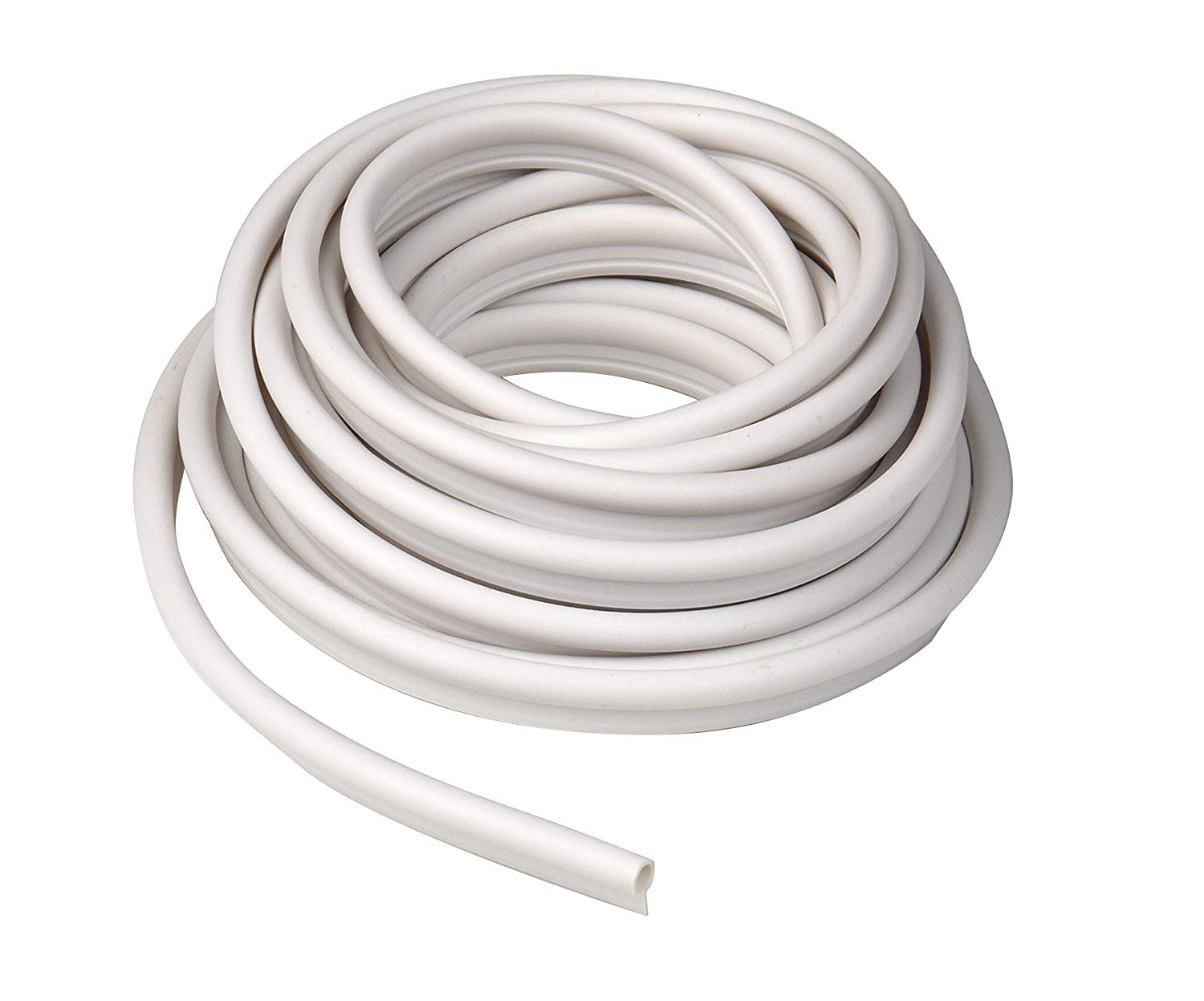 Tubular Vinyl Gasket Weatherstrip, 1/2" W, 1/4" T, 17' L, White (V18WH
