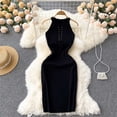 thumbnail image 4 of Antinious Womens Dresses for Party,Ladies Casual Beach Dress,Holiday Dresses for Women Solid Camis Sleeveless Round Neck Dress,Black,S, 4 of 5