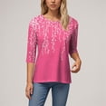thumbnail image 6 of Womens 2025 Fall 3/4 Sleeve Crew Neck Blouse Fashion Print Casual Loose Fit Shirt Top, 6 of 6
