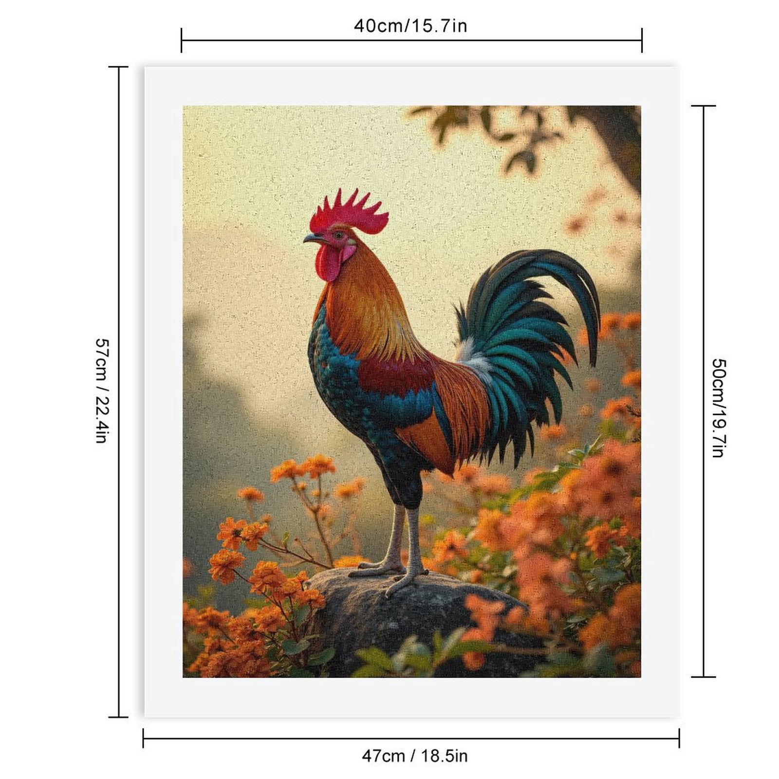 Paint by Numbers Kit for Adults, Sunrise Rooster On Rock Flowers Paint by Numbers, Easy Paint by Numbers Kit for Adults Beginner, DIY Adult Paint by Number Kits on Canvas, Home Decor 12x16in